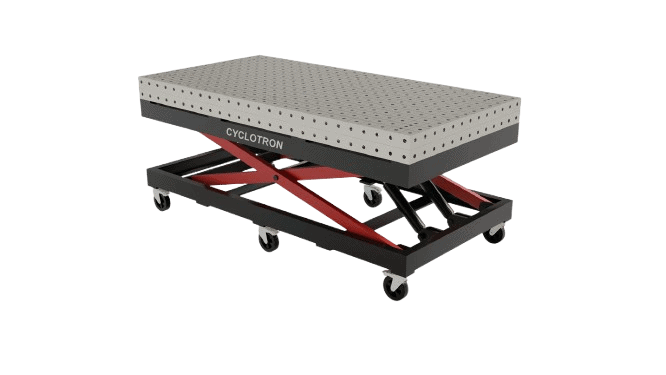 Scissor lift welding table