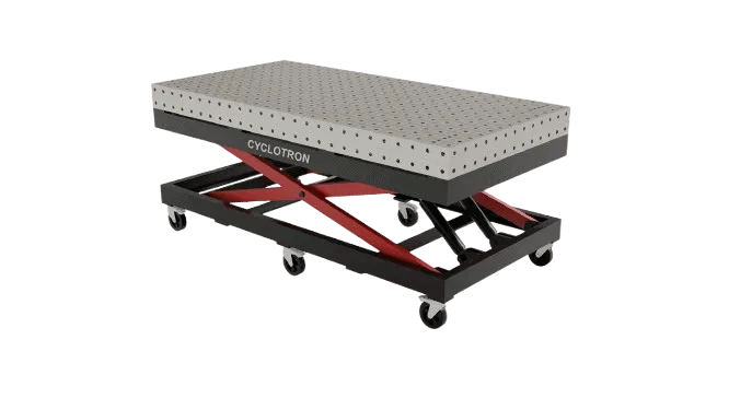 Scissor lift welding table