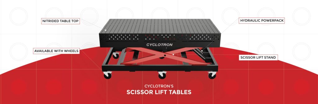 Cyclotron scissor lift welding table 1