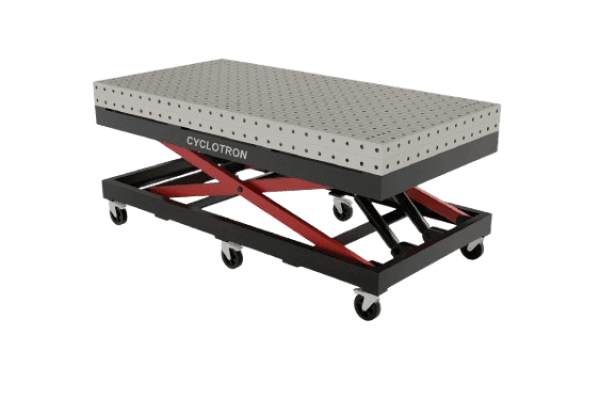 Scissor lift welding table